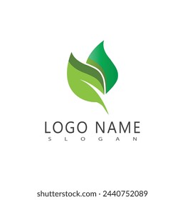 Green leaf logo vector template element symbol design