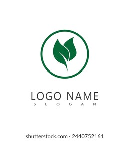 Green leaf logo vector template element symbol design