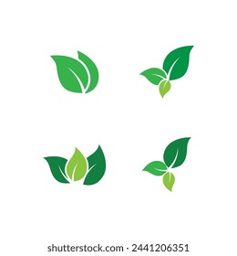 Green leaf logo vector template element symbol design