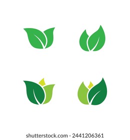 Green leaf logo vector template element symbol design