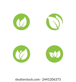 Green leaf logo vector template element symbol design
