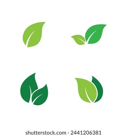 Diseño de símbolo de elemento de plantilla de vector de logotipo de hoja verde