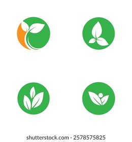 Green leaf logo vector template element symbol design