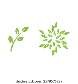 Green leaf logo vector template element symbol design