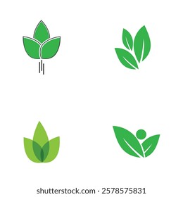 Green leaf logo vector template element symbol design