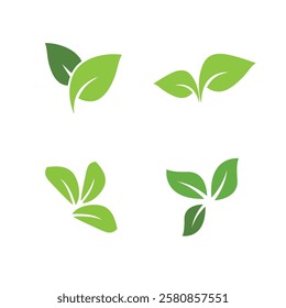 Green leaf logo vector template element symbol design