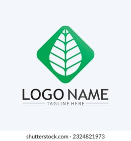 Grüne Blätterlogos, Grünes Baumblatt Ökologie-Naturelement, Vektorgrafik
