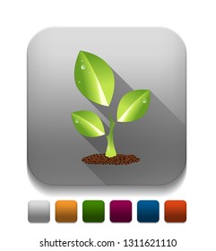 green leaf With long shadow over app button