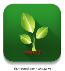 green leaf With long shadow over app button