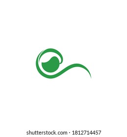 green leaf loop geometric spiral shape logo vector