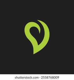 green leaf love organic symbol vector 