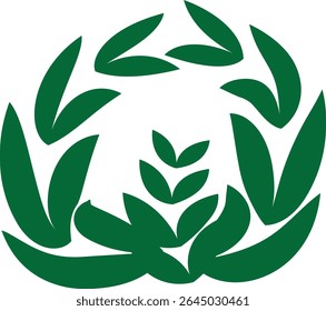 Green leaf mandala design element on transparent background