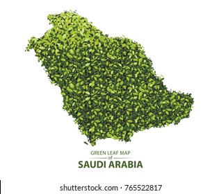 Green leaf map of saudi arabia. Vector illustration