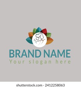 Green Leaf massage logo Icon Vector