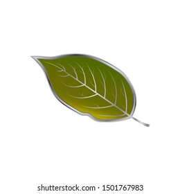 Green leaf with metalic circuit and light background