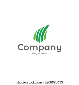 Plantilla de diseño de logotipo mínimo de hoja verde