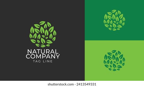 Green Leaf minimal logo template. natural company logo design.