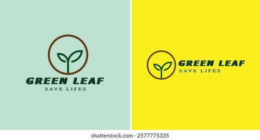 green leaf minimalist logo design 