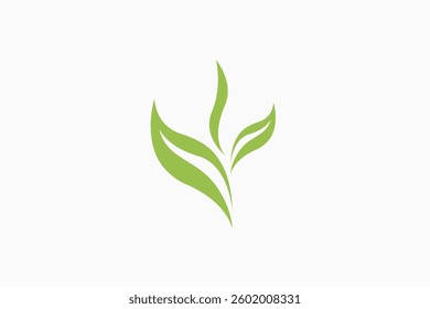 Green leaf minimalist modern logo 