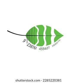 A green leaf mistaken for a bar code. Trade of nature concept.