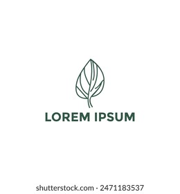 Green Leaf Monoline Logo Vector