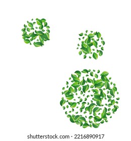 Green Leaf Motion Vector White Background. Organic Foliage Plant. Olive Greens Abstract Template. Leaves Wind Border.