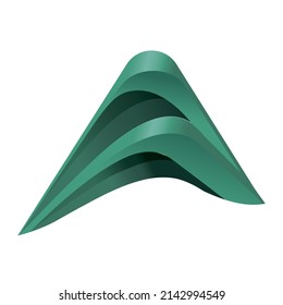 Green Leaf Mountain Pyramid Icon Vector Drawing Geometrical Logo Design