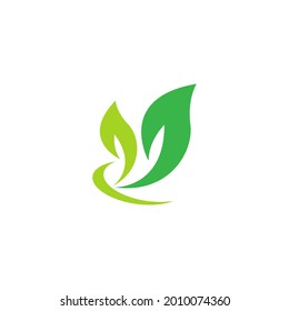 Green leaf, natural leaf icon logo design template vector