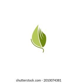 Hoja verde, icono de hoja natural plantilla de diseño de logotipo vector