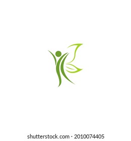 Green leaf, natural leaf icon logo design template vector