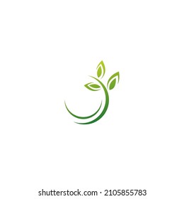 Green leaf, natural leaf icon logo design template vector