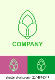 green. leaf. natural logo design with leaf monogram. editable logo. logo with green leaf color.