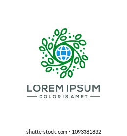 green leaf the natural world logo template vector illustration