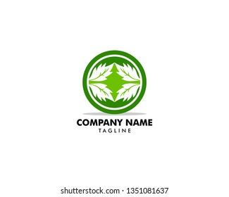 Green leaf nature circle vector logo template design