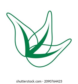 green leaf nature circle vector logo template design