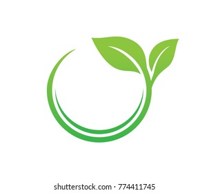 Green Leaf Nature Circle Vector Logo Template Design