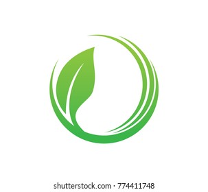 green leaf nature circle vector logo template design