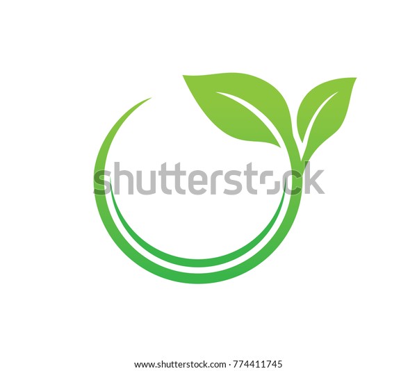 Grunes Blatt Naturkreis Vektorgrafik Logo Design Stock Vektorgrafik Lizenzfrei