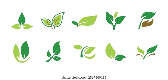 Green Leaf nature Eco logo pack