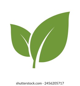 Green leaf nature ecology element vector icon.
