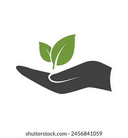 Green leaf nature ecology element vector icon.
