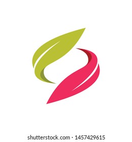 Green Leaf Nature Ecology Pair Logo Symbol
