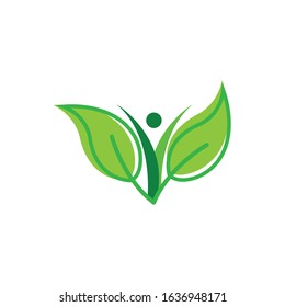 Green leaf nature element vector icon.
