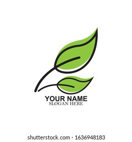 Green leaf nature element vector icon.
