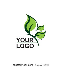Green leaf nature element vector icon.
