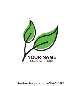 Green leaf nature element vector icon.
