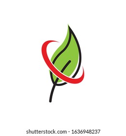 Green leaf nature element vector icon.
