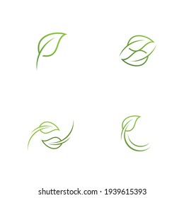 Green leaf  nature element vector logo design