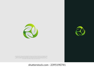 Green Leaf nature environtment element logo design. Power energy ecology sustainability. Vector Concept illustration.