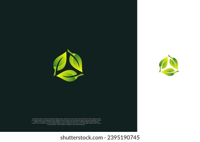 Green Leaf nature environtment element logo design. Power energy ecology sustainability. Vector Concept illustration.